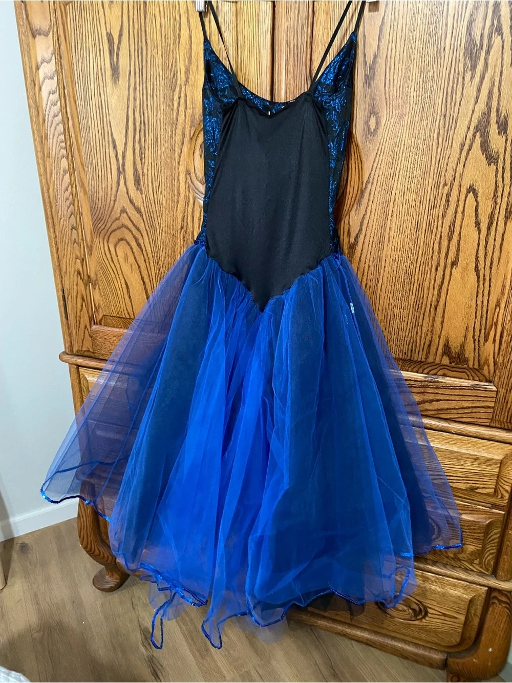 Blue Black Sparkle Tutu Leotard Tulle High-Low Party Dress Dance Girls Large